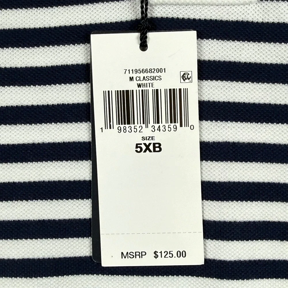 NEW Polo Ralph Lauren Mens 5XB White Navy Striped Short Sleeve Polo Shirt